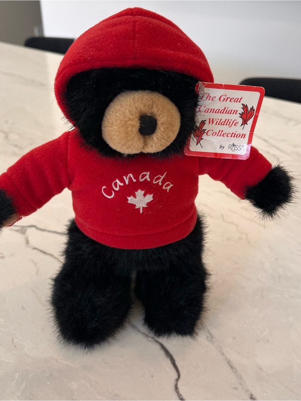 Russ Red & Black Canada Hoodie Bear Plush